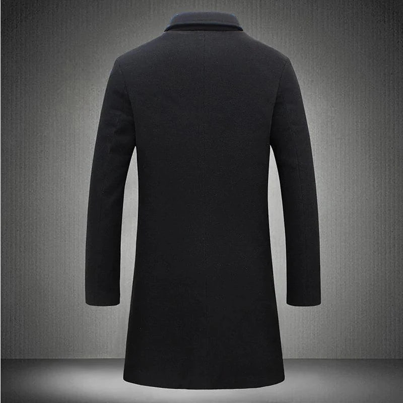 Casacos de inverno masculinos de luxo meados de longo jaquetas de lã quente casual masculino negócios confortável casaco roupas