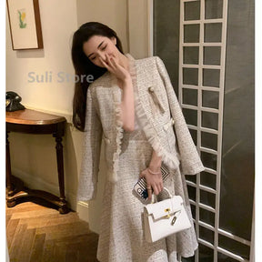 Conjunto de Duas Peças Tweed Estilo Saia