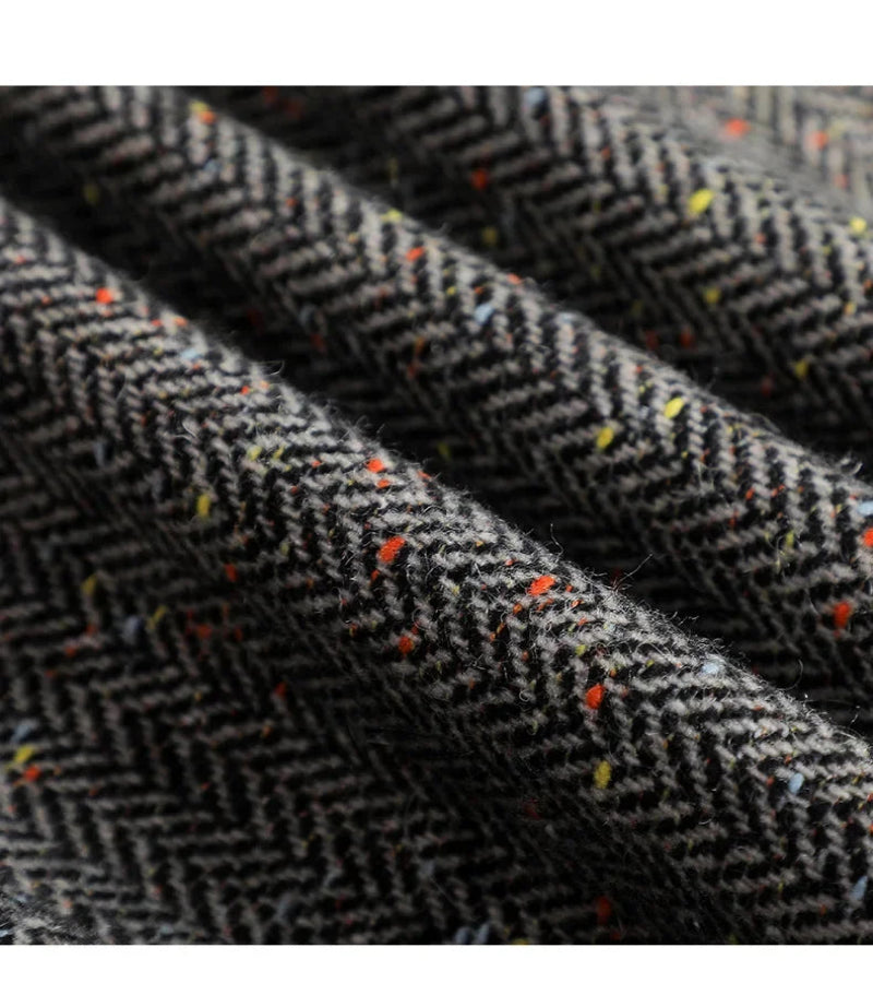 Terno de Lã Feminino Xadrez Tweed – Estilo Casual Coreano