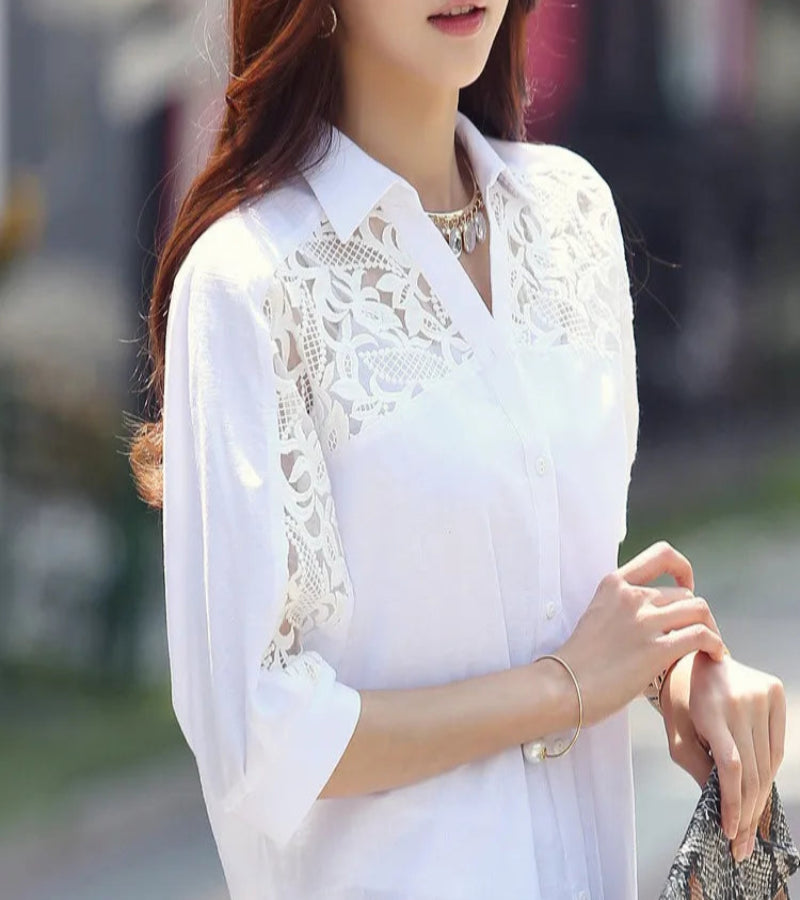 Camisa de botões Doce Elegância Coreana