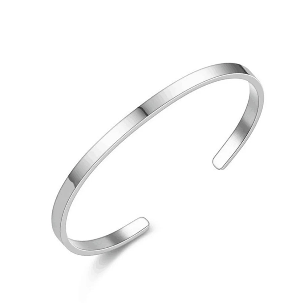 Pulseira masculina de aço inoxidável, cor prata