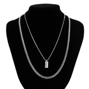 Conjunto de pingente retangular caixa corrente colar para homens