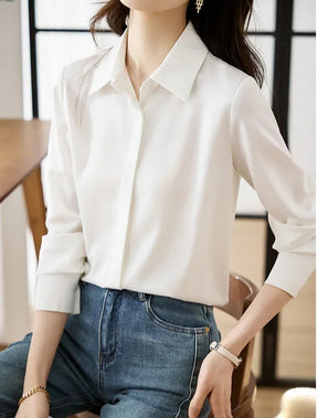 Camisa elegante de manga comprida, ajuste solto