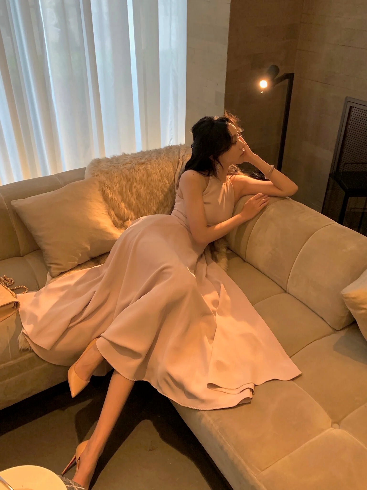 Vestidos midi vintage sem mangas para mulheres