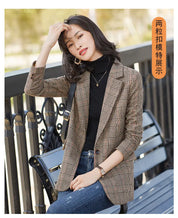 Blazer Feminino Xadrez – Look Seoul Autumn