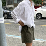 Camisa Masculina Coreana de Linho Leve - Look Seoul Verão