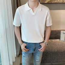 Camisa Polo Casual Listrada Manga Curta