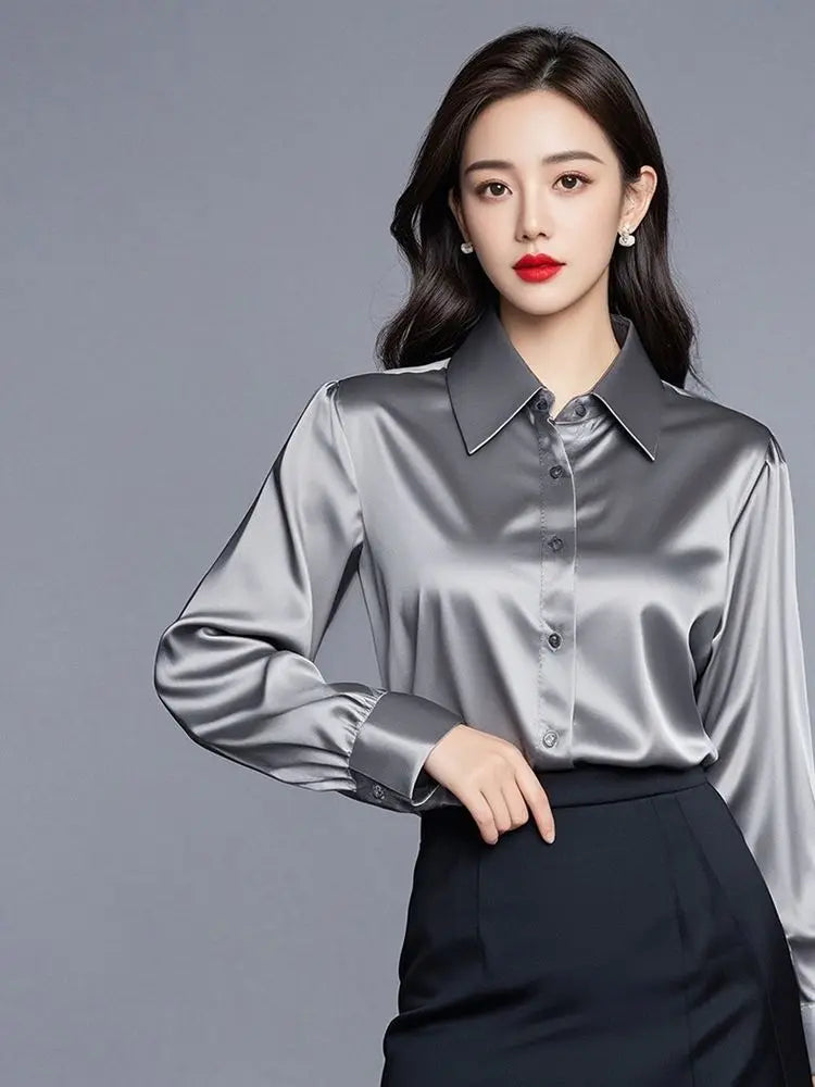 Camisas de seda mulheres coreanas moda Y2k