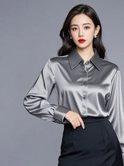 Camisas de seda mulheres coreanas moda Y2k
