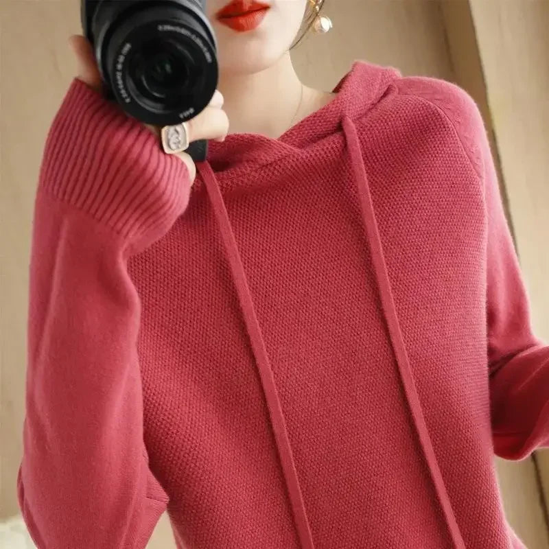 Suéter Feminino com Capuz Estilo Coreano -  “Caminhos de Outono”