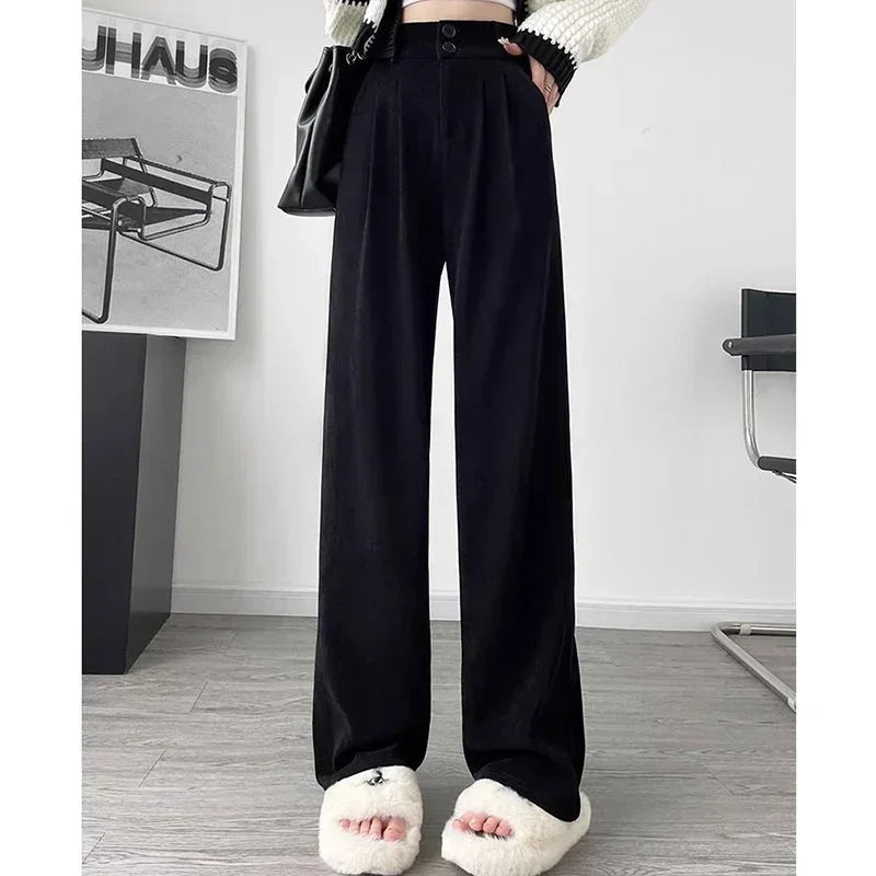 Calça Reta Feminina – Estilo Casual Coreano