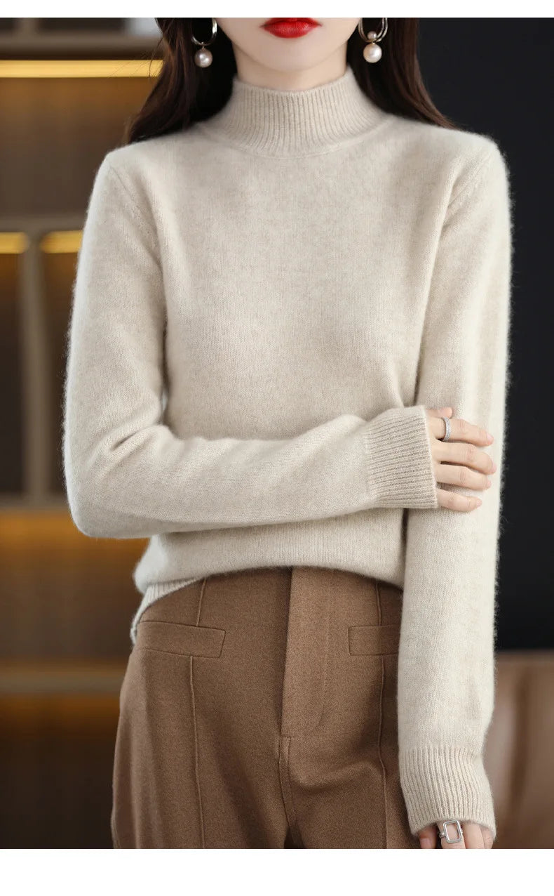 Suéter Gola Média Estilo Coreano Básico -  “Brisa de Inverno”