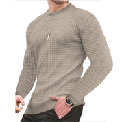 Casaco masculino moda pequena verificação Waffle juventude em torno do pescoço jacquard xadrez com capuz