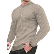 Casaco masculino moda pequena verificação Waffle juventude em torno do pescoço jacquard xadrez com capuz