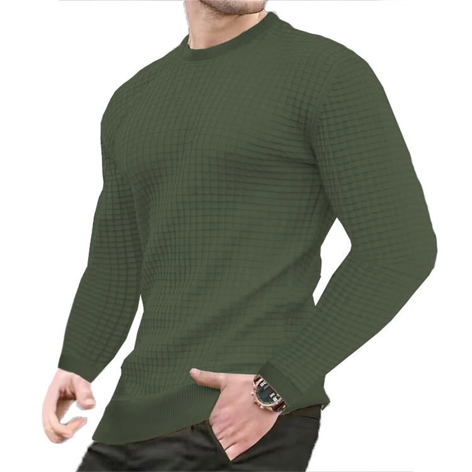 Casaco masculino moda pequena verificação Waffle juventude em torno do pescoço jacquard xadrez com capuz