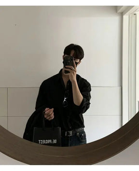 Camisa masculina leve de luxo coreana