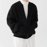 Cardigan sem gola com zíper