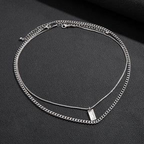 Conjunto de pingente retangular caixa corrente colar para homens