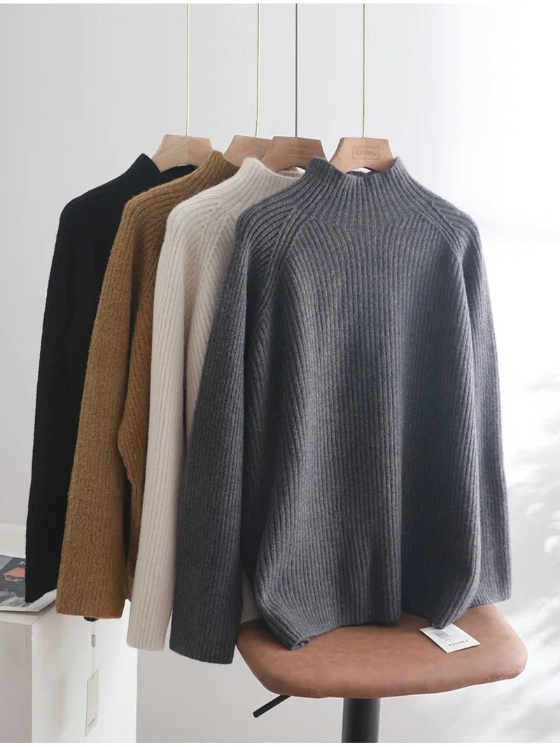 Suéter Gola Alta Feminino Casual - Inverno Elegante