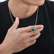 Colar com pingente verde de aço inoxidável