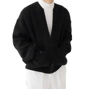 Cardigan sem gola com zíper