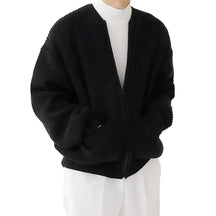 Cardigan sem gola com zíper