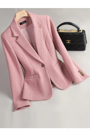 Terno de lã para mulheres, xadrez, tweed, estilo casual