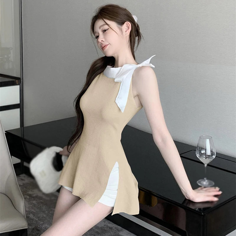 Regata Halterneck com laço de verão, slim fit