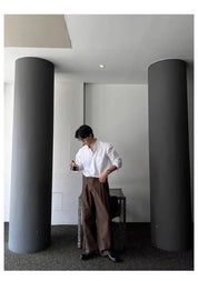 Camisa Masculina Coreana de Manga Longa com Pregas - Look Seoul Chic