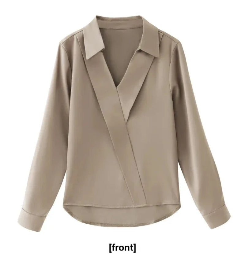 Blusa Feminina Chiffon &amp; Cetim – Look Seoul Soft