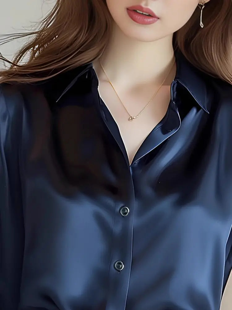Camisas de seda mulheres coreanas moda Y2k