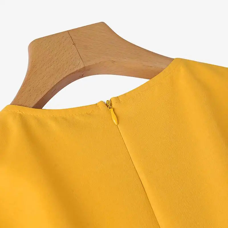 Vestido de Festa Vintage Colete Cintura A-line , com Botão Plissado