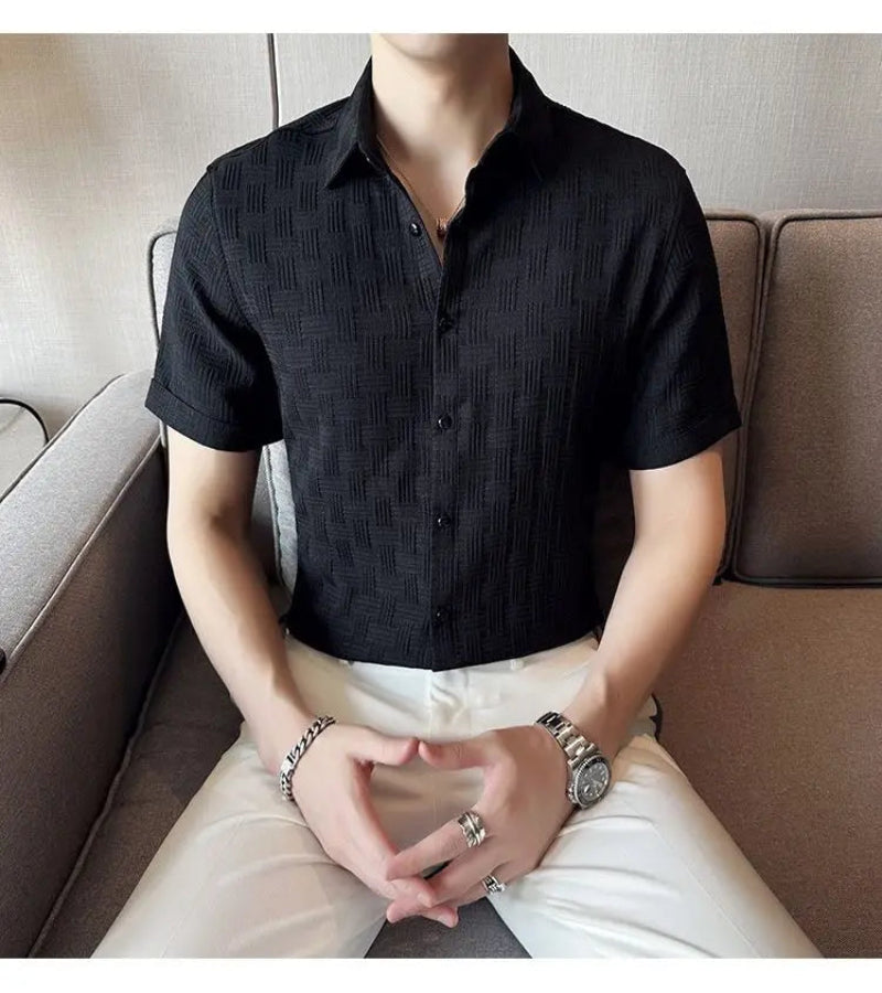 Camisa Masculina Coreana de Verão – Estilo Casual e Elegante