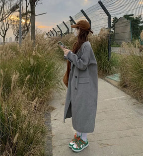 Casaco de lã feminino estilo coreano