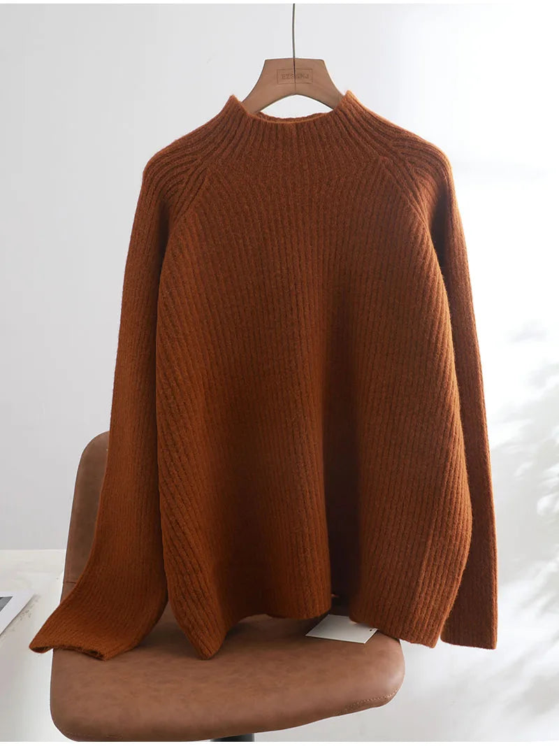 Suéter Gola Alta Feminino Casual - Inverno Elegante