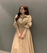 Vestido Malha Solto com Gola Redonda - Look Meia-Estação Coreano