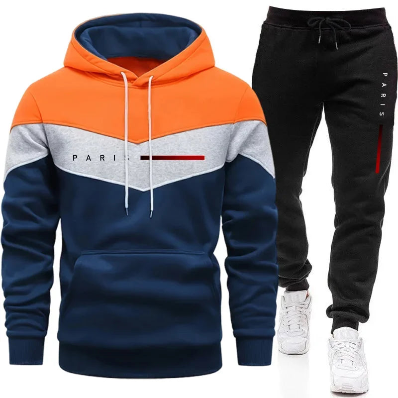 Conjunto de Moletom Masculino Paris Fashion: Moletom com Capuz e Calça Jogger para o Dia a Dia, Esportivo, Tendência Urbana, Agasalho Quente
