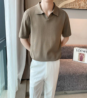 Camisa Polo Casual Listrada Manga Curta