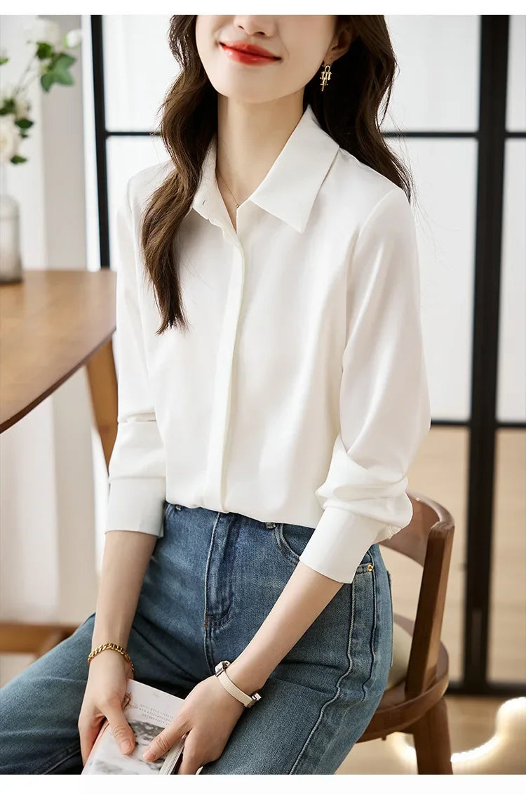 Camisa elegante de manga comprida, ajuste solto