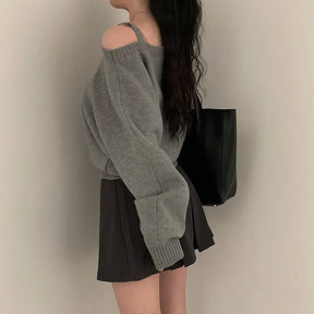 Blusa suerte estilo coreano chique com ombros de fora