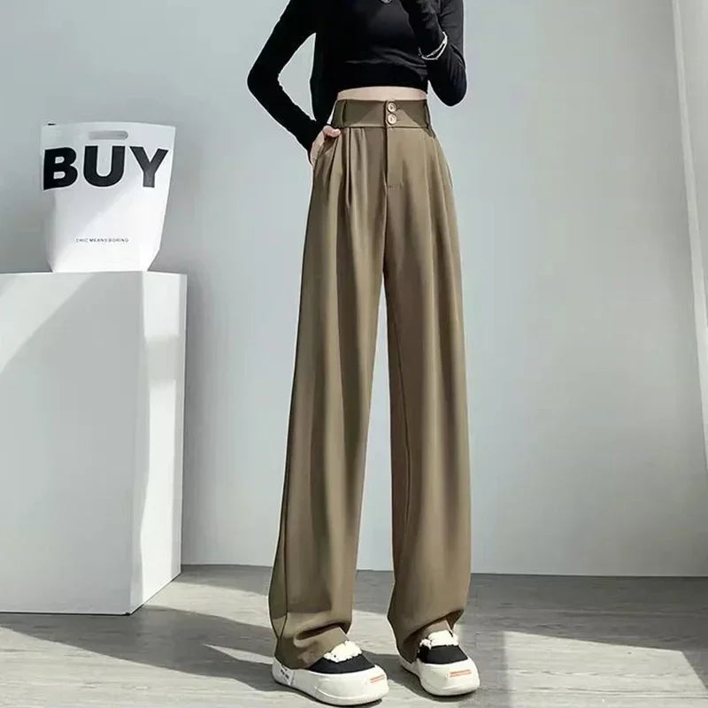 Calça Reta Feminina – Estilo Casual Coreano