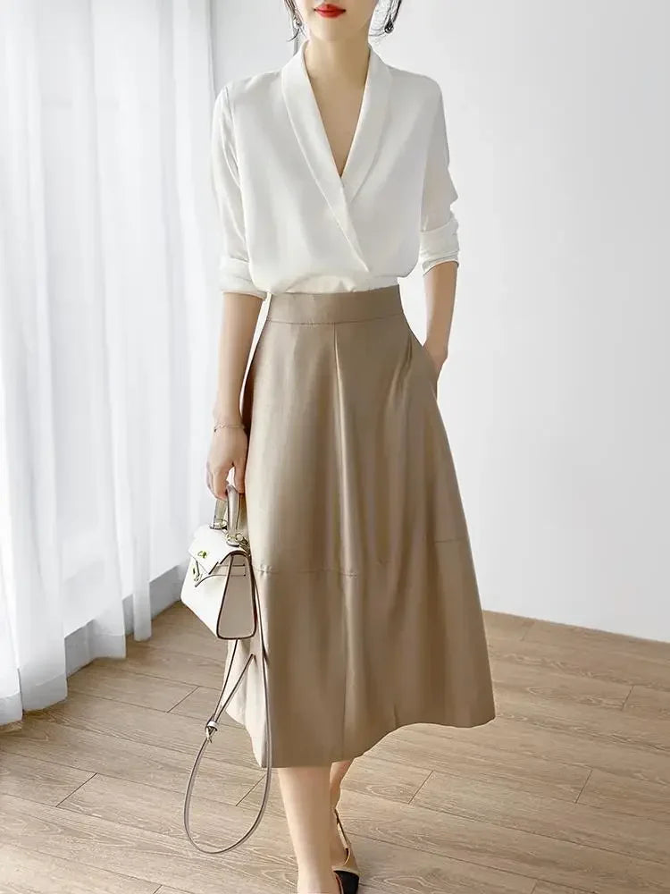 Blusa elegante em seda cetim