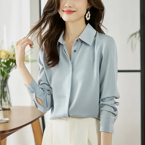 Camisa elegante de manga comprida, ajuste solto