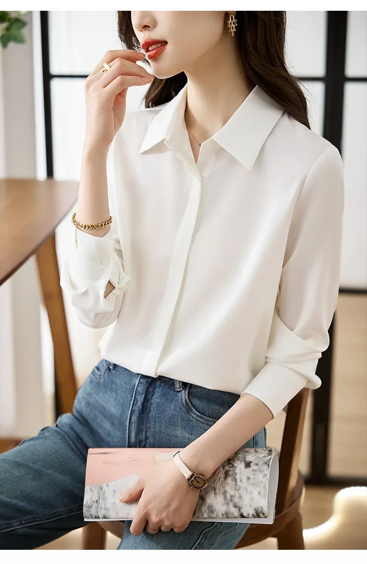 Camisa elegante de manga comprida, ajuste solto
