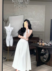 Vestidos midi vintage sem mangas para mulheres