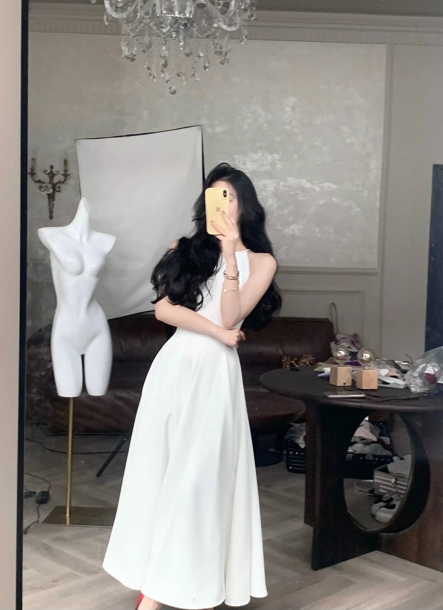 Vestidos midi vintage sem mangas para mulheres