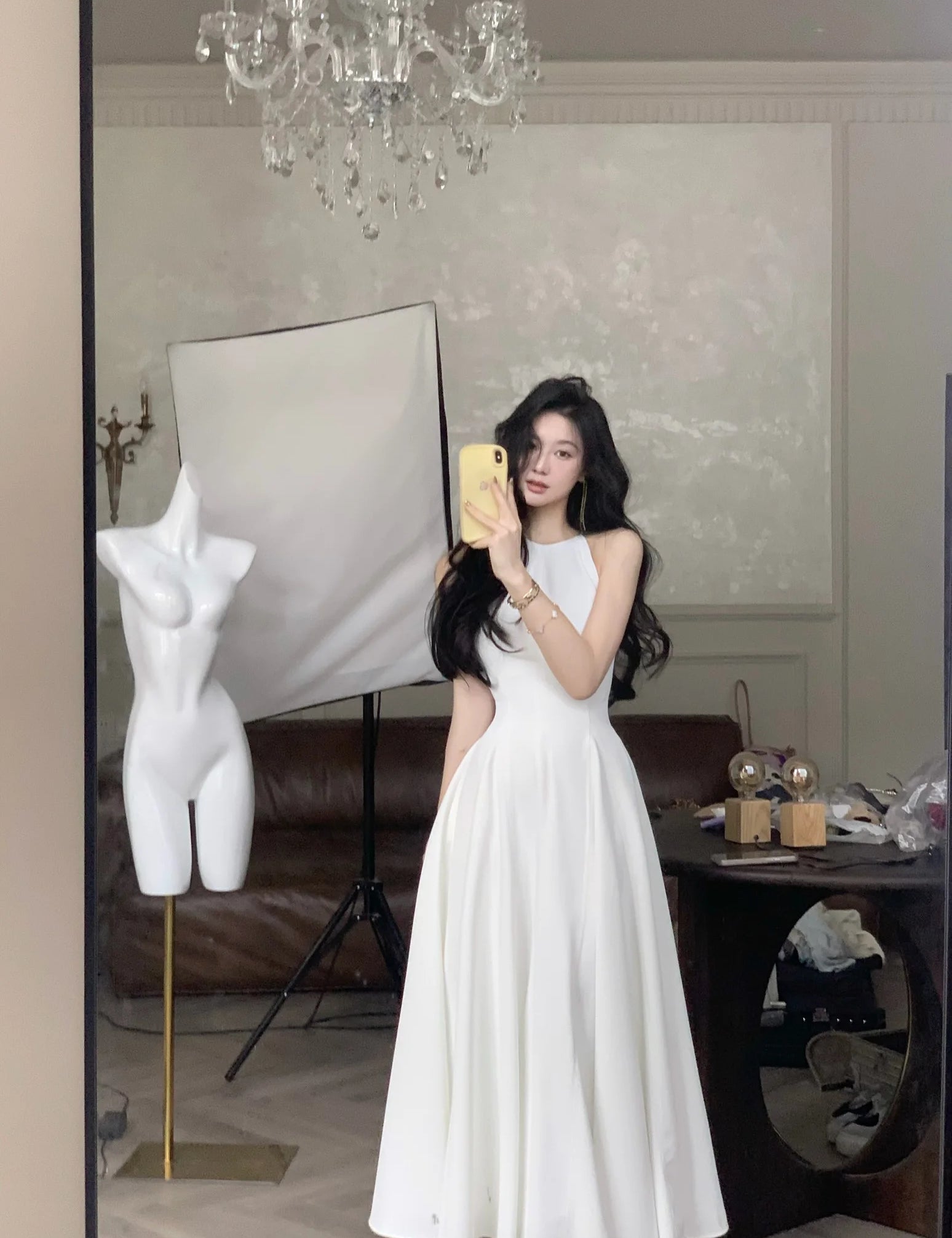 Vestidos midi vintage sem mangas para mulheres