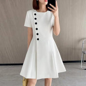Vestido de Festa Vintage Colete Cintura A-line , com Botão Plissado