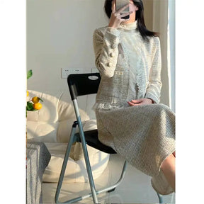 Conjunto de Duas Peças Tweed Estilo Saia