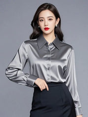Camisas de seda mulheres coreanas moda Y2k